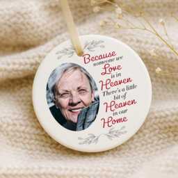 Personalised Memorial Christmas Tree Ornamentscustom Xmas Photo Remembrance Ceramic Bauble Gifts Plaque Sign Keepsake Decoration - thumbnail 2