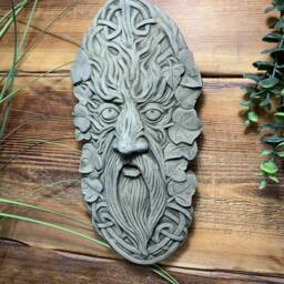 stone Garden Green Man Leaf Face Celtic Tree Of Life Plaque Hanging Ornament - thumbnail 4