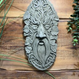 stone Garden Green Man Leaf Face Celtic Tree Of Life Plaque Hanging Ornament - thumbnail 2