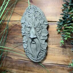 stone Garden Green Man Leaf Face Celtic Tree Of Life Plaque Hanging Ornament - thumbnail 3
