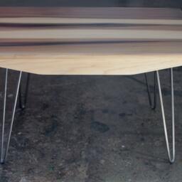 Industrial Minimalist Modern Natural Wood Coffee Table // Hairpin Legs - thumbnail 3