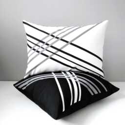 Modern Sunbrella Pillow Cover With Black & Gray Geometric Detail, Decorative Cushions By Mazizmuse - thumbnail 1
