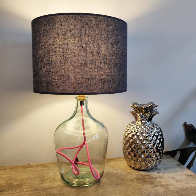 Blue Lampshade - Homespun With White Lining Textured Large Plain Ceiling Lightshade - image 1
