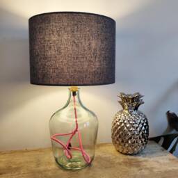 Blue Lampshade - Homespun With White Lining Textured Large Plain Ceiling Lightshade