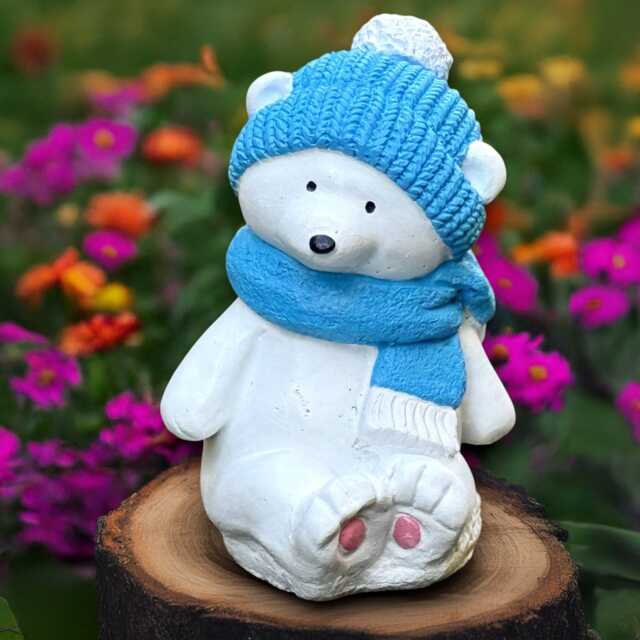 Christmas Bear Sculpture Concrete Teddy Figurine Outdoor Animal Decoration Handmade Cement Winter Ornament Lover Gift - image 1
