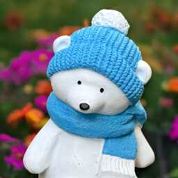 Christmas Bear Sculpture Concrete Teddy Figurine Outdoor Animal Decoration Handmade Cement Winter Ornament Lover Gift - thumbnail 2