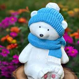 Christmas Bear Sculpture Concrete Teddy Figurine Outdoor Animal Decoration Handmade Cement Winter Ornament Lover Gift - thumbnail 4