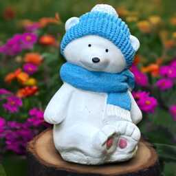 Christmas Bear Sculpture Concrete Teddy Figurine Outdoor Animal Decoration Handmade Cement Winter Ornament Lover Gift - thumbnail 3