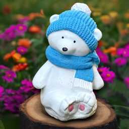 Christmas Bear Sculpture Concrete Teddy Figurine Outdoor Animal Decoration Handmade Cement Winter Ornament Lover Gift
