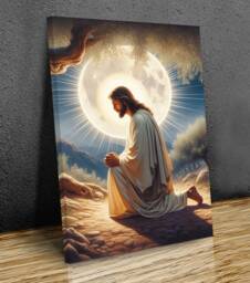 Jesus Prays in Gethsemane, Christianity, Religious Wall Art, Hangings , Home D??cor, Mounted Canvas Print Ready To Hang - thumbnail 1