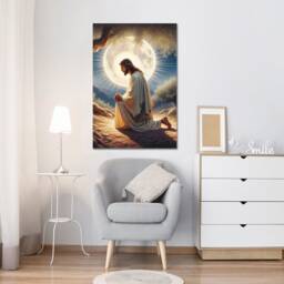 Jesus Prays in Gethsemane, Christianity, Religious Wall Art, Hangings , Home D??cor, Mounted Canvas Print Ready To Hang - thumbnail 3