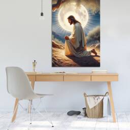 Jesus Prays in Gethsemane, Christianity, Religious Wall Art, Hangings , Home D??cor, Mounted Canvas Print Ready To Hang - thumbnail 2