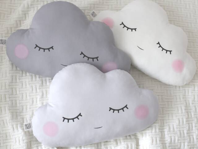 Cloud Pillow With Pink Cheeks For Nursery Decor, Baby Cushion Shower Gift Boy Girl Gender Neutral Newborn Kids Room Infant Bed Teepee - image 1