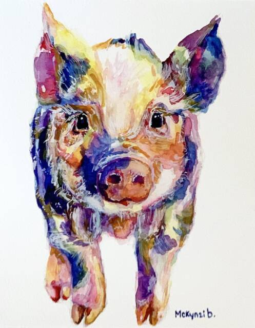 This Little Piggy Watercolor Painting - Print Of Original Art, Modern Farmhouse Decor - image 1