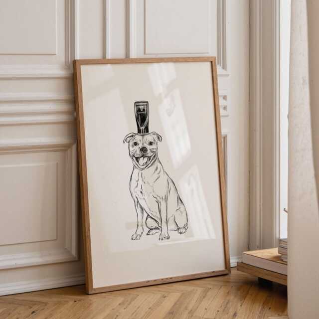 Staffordshire Bull Terrier Print Staffy & Pint Of Guinness - image 1