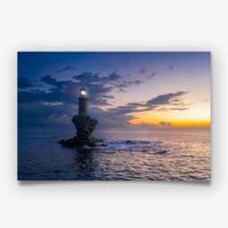 Tourlitis Lighthouse Print, Greece Coastal Photography Wall Art, Ocean Sunset Decor - thumbnail 3