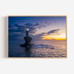 Tourlitis Lighthouse Print, Greece Coastal Photography Wall Art, Ocean Sunset Decor - thumbnail 2