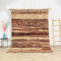 Rust Striped Rug, Terracotta Moroccan Berber Carpet, Large Area Shag Earth Tone Home Decor, Custom Handmade Wool Mat