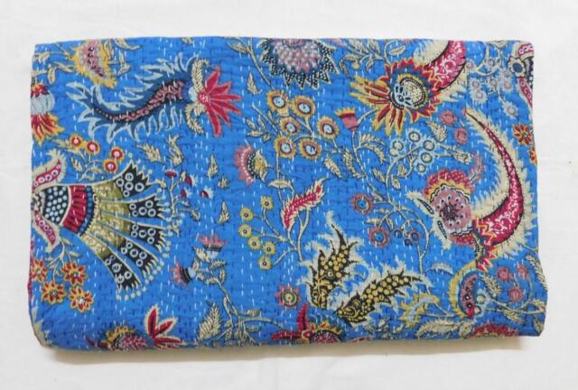 Indian Handmade Kantha Quilt King Print Bedspread Throw Cotton Blanket Gudari Queen - image 1