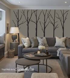 Large Tree Vinyl Wall Decals, Living Room Decor, Trees Set - thumbnail 1