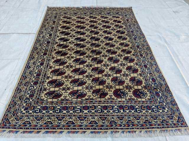 Afghan Handmade Ahal Gul Rug Tribal Wool Carpet 5x7 Ft, Boho Home Decor - image 1
