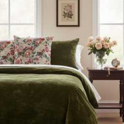 New Climbing Rose Embroidered Cushion, Reds & Greens - thumbnail 3