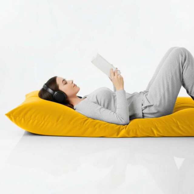 Bean Bag Plush Velvet Floor Cushion Lemon Yellow Rectangle Pillow - image 1
