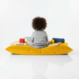 Bean Bag Plush Velvet Floor Cushion Lemon Yellow Rectangle Pillow - thumbnail 2