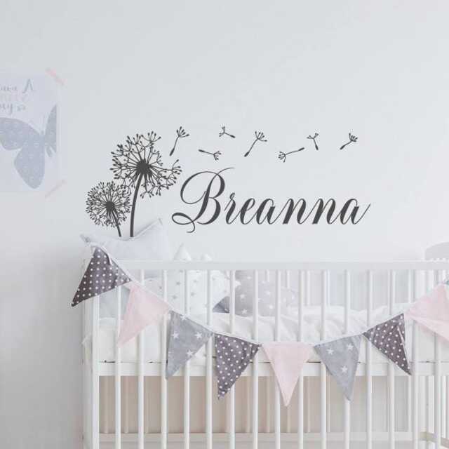 Personalized Dandelion Name Wall Decal - Baby Girl Nursery Decor Ww140 - image 1