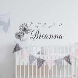 Personalized Dandelion Name Wall Decal - Baby Girl Nursery Decor Ww140 - thumbnail 1