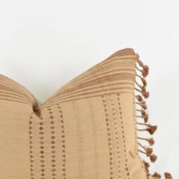 Woven Cotton Pillow Cover Beige & Rust, Handmade in Usa - thumbnail 3