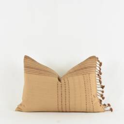 Woven Cotton Pillow Cover Beige & Rust, Handmade in Usa - thumbnail 2