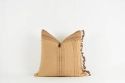 Woven Cotton Pillow Cover Beige & Rust, Handmade in Usa - thumbnail 1