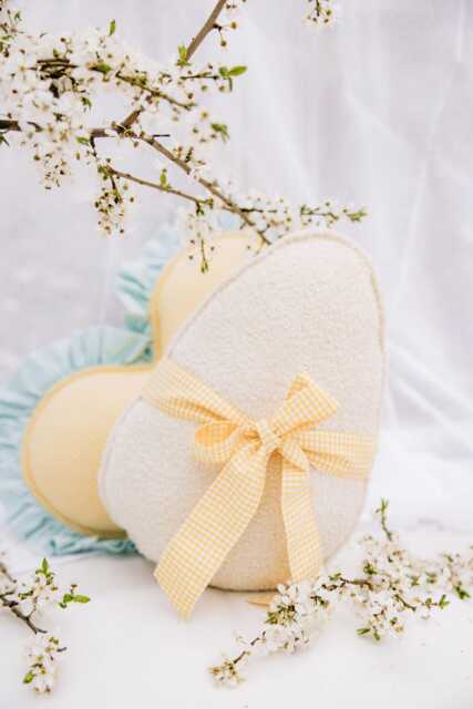 "Fluffy Boucle Easter Egg Pillow ""Mint Bow" - image 1