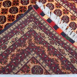 Red Orange 3'2x5'1 Ft Afghan Hand Knotted Veg Dyes 100% Wool Rug - Turkmen Tribal Khoja Roshnaye Oriental Bukhara Rug, 3x5 Kitchen - thumbnail 4