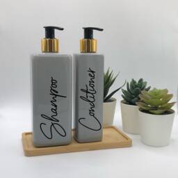Personalised Grey Square Soap Dispenser Bottle With Black/Gold Pump 250Ml & 500Ml - thumbnail 2