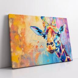 Colorful Giraffe Abstract Animal Oil Painting Style Landscape Wall Art Framed Canvas Poster Print Home Kitchen Living Bedroom Decor Gifts - thumbnail 2