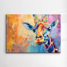 Colorful Giraffe Abstract Animal Oil Painting Style Landscape Wall Art Framed Canvas Poster Print Home Kitchen Living Bedroom Decor Gifts - thumbnail 3