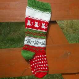 Personalized Christmas Stocking Hand Knitted With Kats Dogs Gift Decoration - thumbnail 3