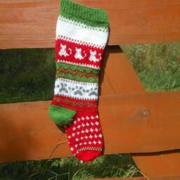 Personalized Christmas Stocking Hand Knitted With Kats Dogs Gift Decoration - thumbnail 2