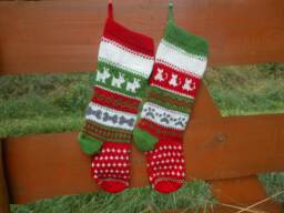Personalized Christmas Stocking Hand Knitted With Kats Dogs Gift Decoration - thumbnail 1