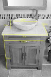 Bathroom Off White Painted Vanity Unit - With Cream Marble Top & Ceramic Basin Choice 502Pcmcbc - thumbnail 4