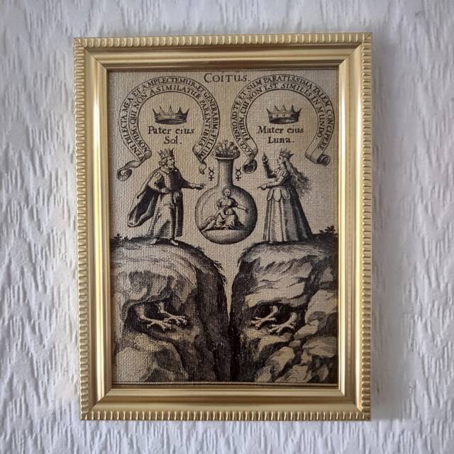 "Solar King & Lunar Queen - Johann Daniel Mylius, 1628 Handmade Canvas Reproduction 5""x7" - image 1