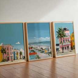 Set Of 3 Galveston Posters, Texas Wall Art Prints, Travel Poster Set, Coastal Beach Oceanfront Landscape Posters - thumbnail 2