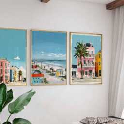 Set Of 3 Galveston Posters, Texas Wall Art Prints, Travel Poster Set, Coastal Beach Oceanfront Landscape Posters - thumbnail 3