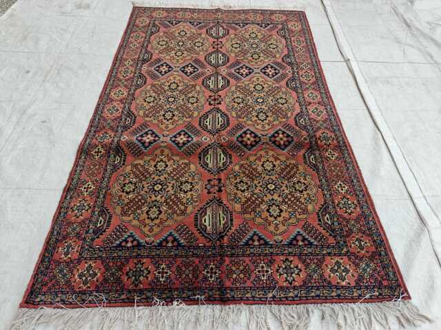 Small Afghan Rug 3x5 Ft, Handmade Red Wool Carpet, Bedroom Living Room - image 1