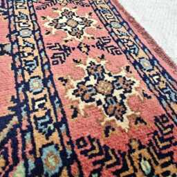 Small Afghan Rug 3x5 Ft, Handmade Red Wool Carpet, Bedroom Living Room - thumbnail 4