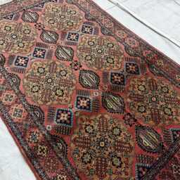 Small Afghan Rug 3x5 Ft, Handmade Red Wool Carpet, Bedroom Living Room - thumbnail 3