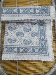 Paisley Print Cotton Baby Quilt Hand Block Kantha Blanket - thumbnail 1