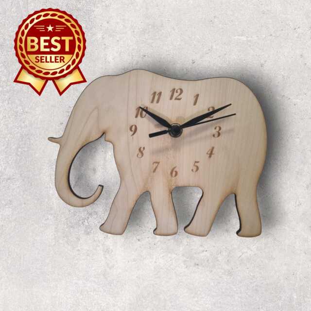 Elephant Shaped Wood Clock - Cherry, Oak Or Walnut Finish, Custom Sizes & Shapes Made - image 1